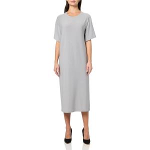 Norma Kamali Womens Short Sleeve Boxy Dress to Midcalf(Grey)