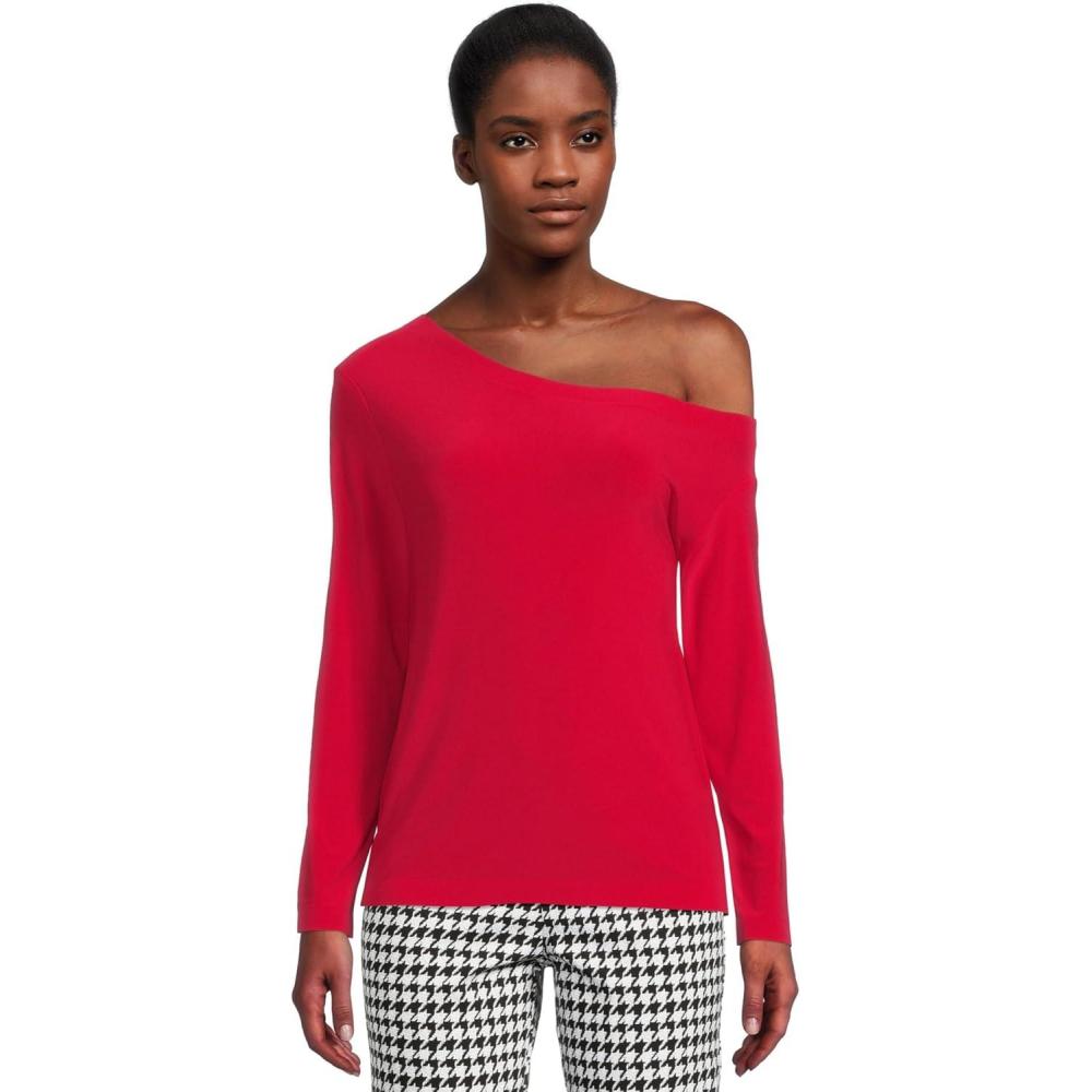 image:imageNorma Kamali Womens Long Sleeve Drop Shoulder TopTiger Red