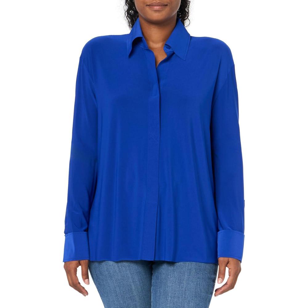 image:imageNorma Kamali Womens Nk Shirt WCollar StandElectric Blue