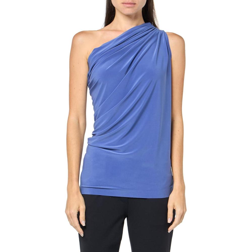 image:imageNorma Kamali Womens One Shoulder Peasant TopMilitary Blue