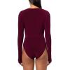 Norma Kamali LONG SLEEVE DEEP U NECK BODYSUIT, PLUM, XS