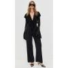Norma Kamali Women’s Long Sleeve Deep V Ruffle Bodysuit(Black)