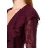 Norma Kamali Women’s Long Sleeve Deep V Ruffle Bodysuit(Plum)