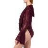 Norma Kamali Women’s Long Sleeve Deep V Ruffle Bodysuit(Plum)