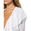 Norma Kamali Women’s Long Sleeve Deep V Ruffle Bodysuit(Snow White)
