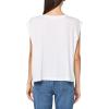Norma Kamali Women’s Sleeveless Boyfriend Cropped Crewneck Top(Snow White)