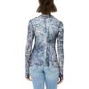 Norma Kamali Womens Slim Fit Long Sleeve Turtle Top(Black/Navy Denim Prt)