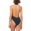 Norma Kamali womens Cross Halter Bodysuit(True Navy Pinstripe)