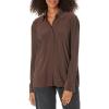 Norma Kamali Womens Nk Shirt W/Collar Stand(Chocolate)