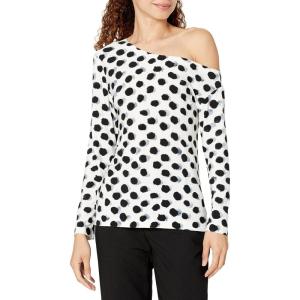 Norma Kamali Women’s Long Sleeve Drop Shoulder Top(Paint Dots)