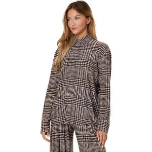 Norma Kamali Womens Nk Shirt W/Collar Stand(Choc Glenn Plaid Twd)