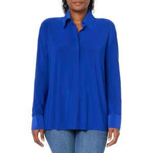Norma Kamali Womens Nk Shirt W/Collar Stand(Electric Blue)
