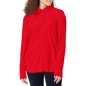 Norma Kamali Womens Nk Shirt W/Collar Stand(Tiger Red)