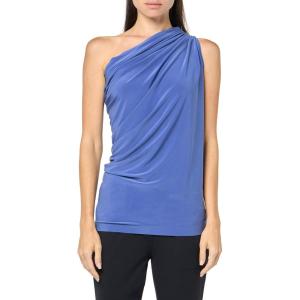 Norma Kamali Women’s One Shoulder Peasant Top(Military Blue)
