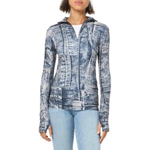 Norma Kamali Womens Slim Fit Long Sleeve Turtle Top(Black/Navy Denim Prt)
