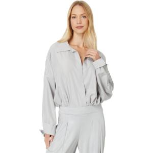 Norma Kamali womens Super Oversized Boyfriend Nk Shirt Bodysuit(Dove)