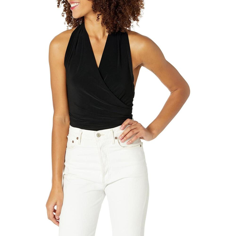 image:imageNorma Kamali Womens Halter Wrap TopCami ShirtBlack