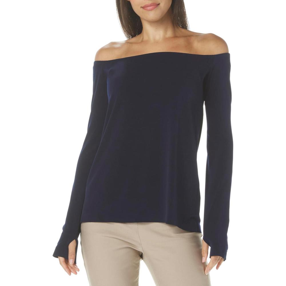 image:imageNorma Kamali Womens Long Sleeve Off Shoulder TopTrue Navy