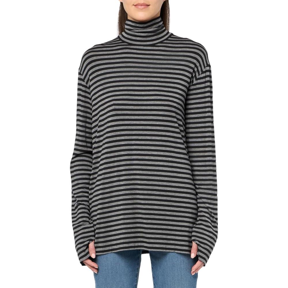 image:imageNorma Kamali Womens Long Sleeve Turtleneck Easy Fit TopBlackGrey