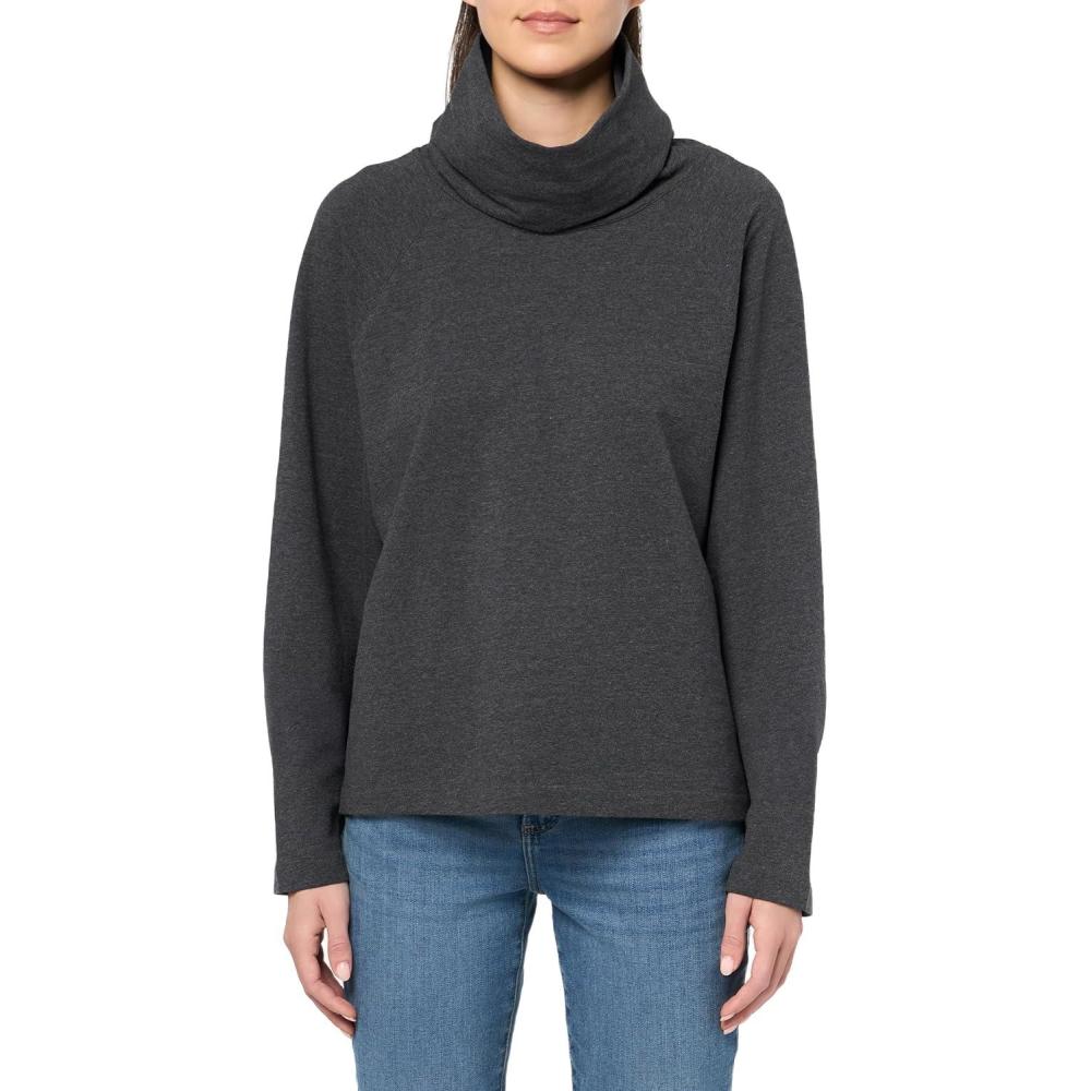 image:imageNorma Kamali Womens Oversized Raglan Sleeve Turtleneck TopDark Heather Grey