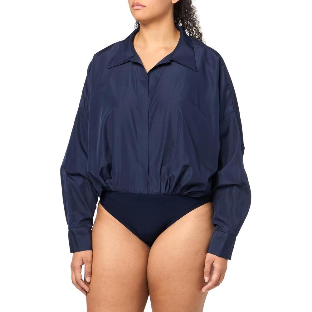 image:imageNorma Kamali womens Super Oversized Boyfriend Nk Shirt BodysuitTrue Navy