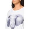 Norma Kamali Womens Boyfriend Long Sleeve Crew Top(Elephant Head/Snow W)