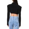 Norma Kamali Women’s Cropped Nk Shirt W/Shoulder Pads(Black)