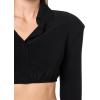Norma Kamali Women’s Cropped Nk Shirt W/Shoulder Pads(Black)