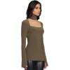 Norma Kamali Womens Long Sleeve Sweetheart Turtle TopDress Shirt(Bark)