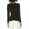 Norma Kamali Womens Long Sleeve V Neck Slinky Top(Black)