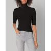 Norma Kamali Womens Slim Fit Short Sleeve Turtle Top(Black)