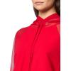 Norma Kamali womens Oversized Raglan Sleeve Hooded Cropped Top W/Mesh(Tiger Red)