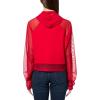 Norma Kamali womens Oversized Raglan Sleeve Hooded Cropped Top W/Mesh(Tiger Red)