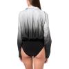 Norma Kamali womens Super Oversized Boyfriend Nk Shirt Bodysuit(Black/Grey Ombre)