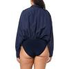 Norma Kamali womens Super Oversized Boyfriend Nk Shirt Bodysuit(True Navy)