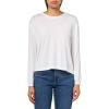 Norma Kamali Women’s Cropped Boyfriend Long Sleeve Crew Top(Snow White)
