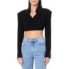 Norma Kamali Women’s Cropped Nk Shirt W/Shoulder Pads(Black)