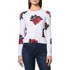 Norma Kamali Women’s Long Sleeve Crew Top Short(Red Rose)