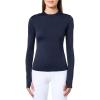 Norma Kamali Women’s Long Sleeve Crew Top(True Navy)