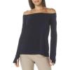 Norma Kamali Women’s Long Sleeve Off Shoulder Top(True Navy)