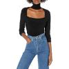 Norma Kamali Womens Long Sleeve Sweetheart Turtle TopDress Shirt(Black)