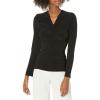 Norma Kamali Womens Long Sleeve V Neck Slinky Top(Black)