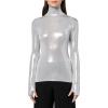 Norma Kamali Womens Slim Fit Long Sleeve Turtle Top(Silver)