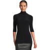 Norma Kamali Women’s Slim Fit Short Sleeve Turtle Top (24)(Midnight)