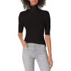 Norma Kamali Womens Slim Fit Short Sleeve Turtle Top(Black)