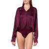 Norma Kamali womens Super Oversized Boyfriend Nk Shirt Bodysuit(Plum)