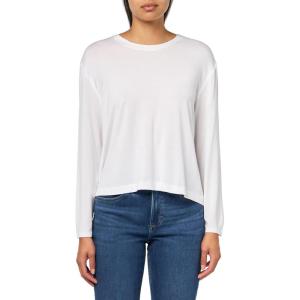 Norma Kamali Women’s Cropped Boyfriend Long Sleeve Crew Top(Snow White)
