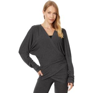 Norma Kamali Women’s Long Sleeve Dolman Wrap Top(Dark Grey)