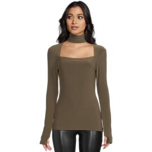 Norma Kamali Womens Long Sleeve Sweetheart Turtle TopDress Shirt(Bark)