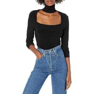 Norma Kamali Womens Long Sleeve Sweetheart Turtle TopDress Shirt(Black)